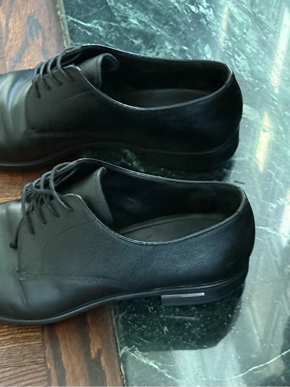 Prada Black Leather Derby Lace-Up Shoes well cared for by Fortune 500 executive